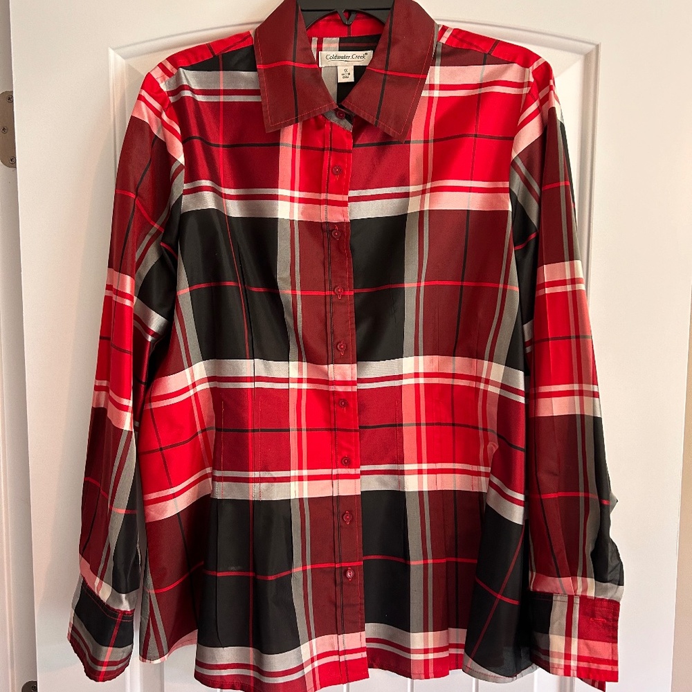 Coldwater Creek red plaid taffeta rop
